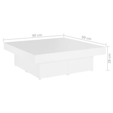 Stylish White Coffee Table - 90x90x28 cm - Durable Design