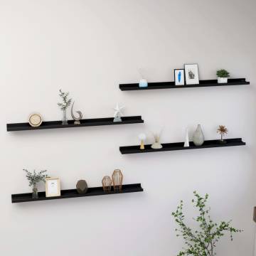 Stylish Black Wall Shelves - 4 pcs, 100x9x3 cm | HipoMarket