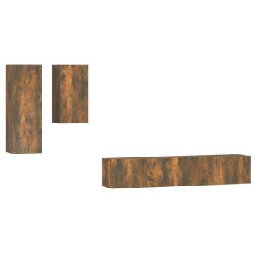 4 Piece Smoked Oak TV Cabinet Set | Stylish & Functional