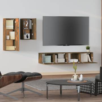 4 Piece Smoked Oak TV Cabinet Set | Stylish & Functional