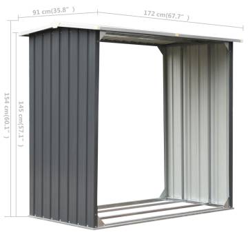 Durable Garden Log Storage Shed - Galvanised Steel 172x91 cm