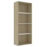 4-Tier Book Cabinet in White and Sonoma Oak - Modern Design