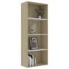 4-Tier Book Cabinet in White and Sonoma Oak - Modern Design