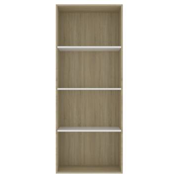 4-Tier Book Cabinet in White and Sonoma Oak - Modern Design