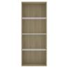 4-Tier Book Cabinet in White and Sonoma Oak - Modern Design