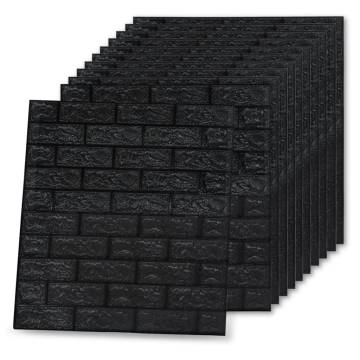 3D Black Brick Wallpaper - Self-Adhesive, 40 Pcs for Easy Install