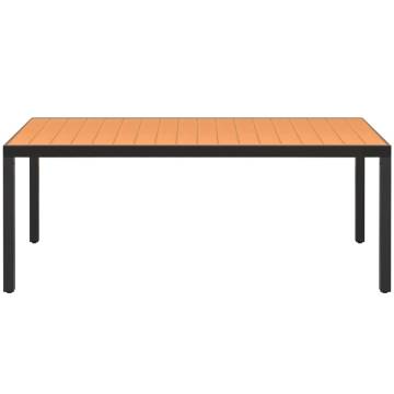 Brown Garden Table 185x90 cm - Durable Aluminium & WPC