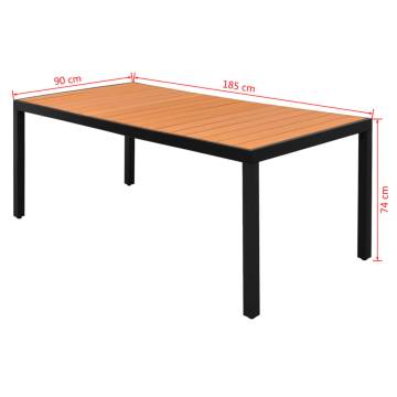 Brown Garden Table 185x90 cm - Durable Aluminium & WPC