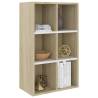 Stylish Book Cabinet/Sideboard in White & Sonoma Oak - 66x30x98 cm