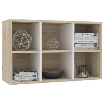 Stylish Book Cabinet/Sideboard in White & Sonoma Oak - 66x30x98 cm