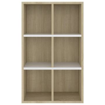 Stylish Book Cabinet/Sideboard in White & Sonoma Oak - 66x30x98 cm