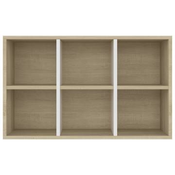 Stylish Book Cabinet/Sideboard in White & Sonoma Oak - 66x30x98 cm