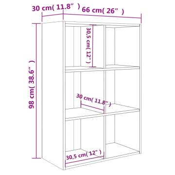 Stylish Book Cabinet/Sideboard in White & Sonoma Oak - 66x30x98 cm