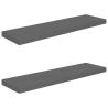 Stylish Floating Wall Shelves - High Gloss Grey, 2 pcs