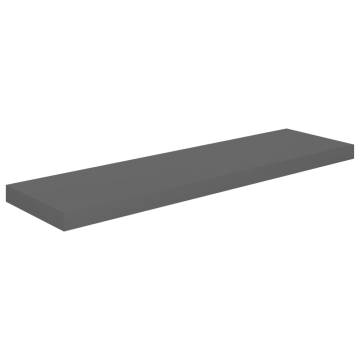 Stylish Floating Wall Shelves - High Gloss Grey, 2 pcs