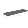 Stylish Floating Wall Shelves - High Gloss Grey, 2 pcs