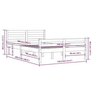 Solid Wood Bed Frame 140x200 cm - Modern & Sturdy Design