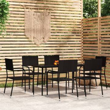 7 Piece Black Garden Dining Set - Stylish & Durable