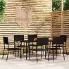 7 Piece Garden Dining Set Black Colour black Size 140 cm table length Number of 6 