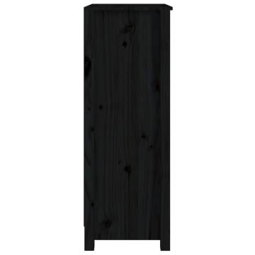 Book Cabinet Black 50x35x97 cm - Solid Pine Wood Storage