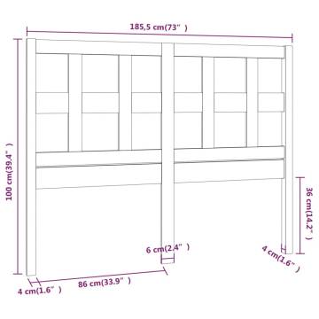 Stylish Solid Wood Pine Bed Headboard - 185.5x4x100 cm