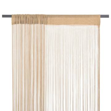 Beige String Curtains 100x250 cm - 2 Pcs | HipoMarket