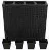 Garden Raised Bed with 4 Pots - Poly Rattan Black