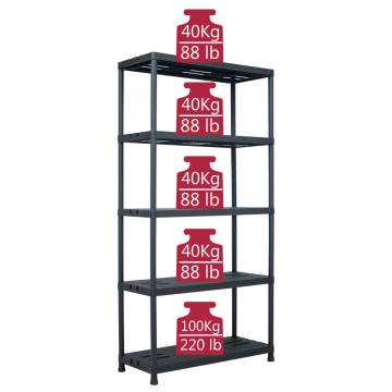 Storage Shelf Rack Black 260 kg | Durable 90x40x180 cm