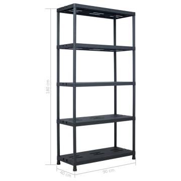 Storage Shelf Rack Black 260 kg | Durable 90x40x180 cm