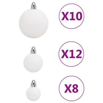 111 Piece White Christmas Bauble Set - Shatterproof & Stylish