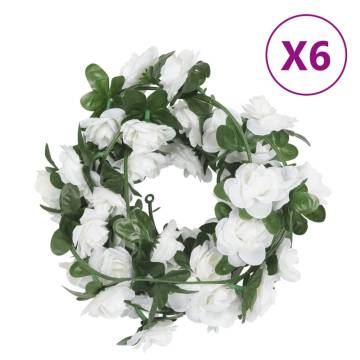 Artificial Flower Garlands 6 pcs White 240 cm - Hipomarket