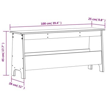 Hall Bench White 100x28x45 cm - Solid Pine Wood Storage