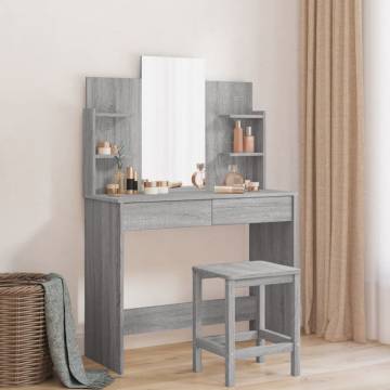 Elegant Grey Sonoma Dressing Table with Mirror - 96x39x142 cm