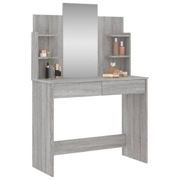 Elegant Grey Sonoma Dressing Table with Mirror - 96x39x142 cm