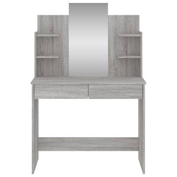 Elegant Grey Sonoma Dressing Table with Mirror - 96x39x142 cm