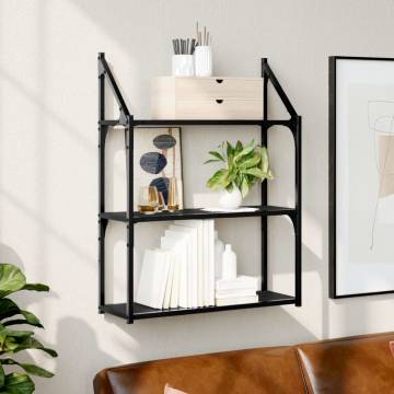 3-Tier Wall Shelf Black 60x21x78.5 cm | Stylish Storage Solution