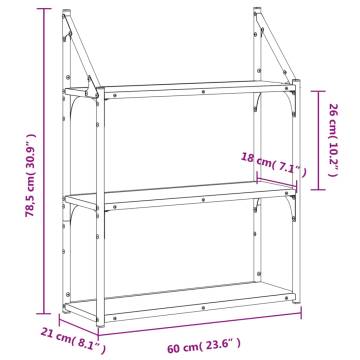 3-Tier Wall Shelf Black 60x21x78.5 cm | Stylish Storage Solution