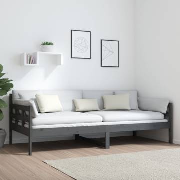 Day Bed Grey Solid Wood Pine 90x200 cm - HipoMarket