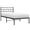 Metal Bed Frame with Headboard - Black 80x200 cm | Hipo Market