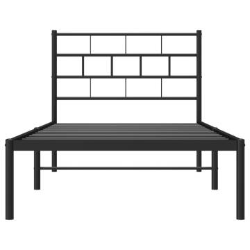 Metal Bed Frame with Headboard - Black 80x200 cm | Hipo Market