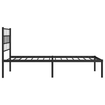 Metal Bed Frame with Headboard - Black 80x200 cm | Hipo Market