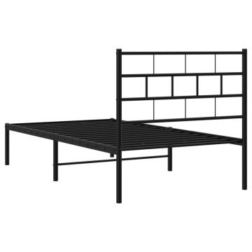 Metal Bed Frame with Headboard - Black 80x200 cm | Hipo Market