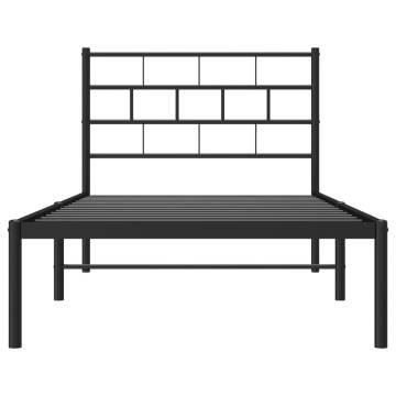 Metal Bed Frame with Headboard Black 90x200 cm | HipoMarket