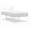 White Metal Bed Frame with Headboard - 90x200 cm | HipoMarket