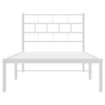 White Metal Bed Frame with Headboard - 90x200 cm | HipoMarket