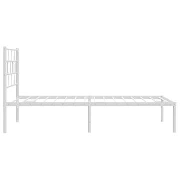 White Metal Bed Frame with Headboard - 90x200 cm | HipoMarket