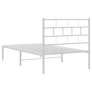 White Metal Bed Frame with Headboard - 90x200 cm | HipoMarket