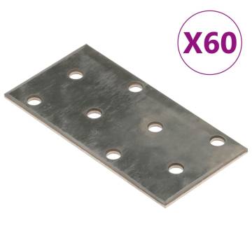 Perforated Plates 60 pcs 80x40mm Galvanised Steel - DIY Accessory