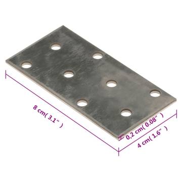 Perforated Plates 60 pcs 80x40mm Galvanised Steel - DIY Accessory