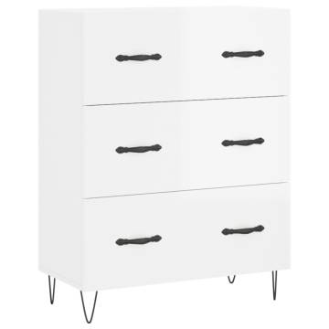 Stylish Highboard High Gloss White - 69.5x34x180 cm